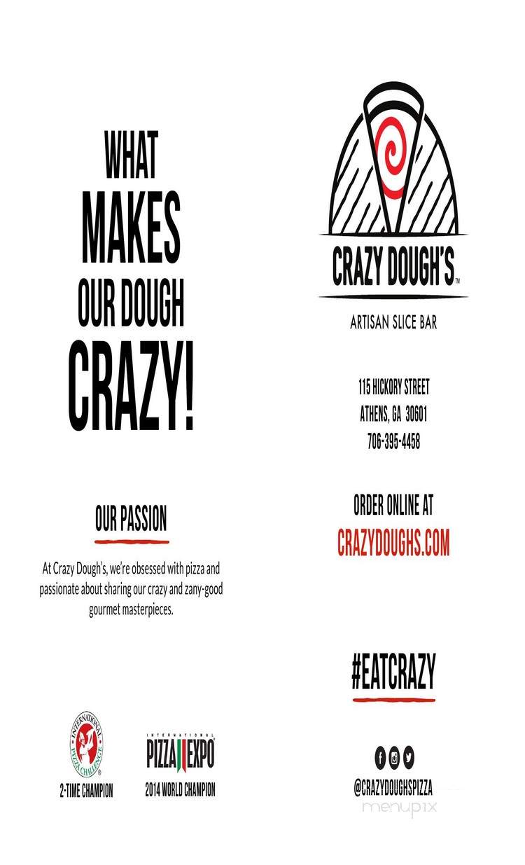 Crazy Dough's Pizza - Athens, GA menu_pic