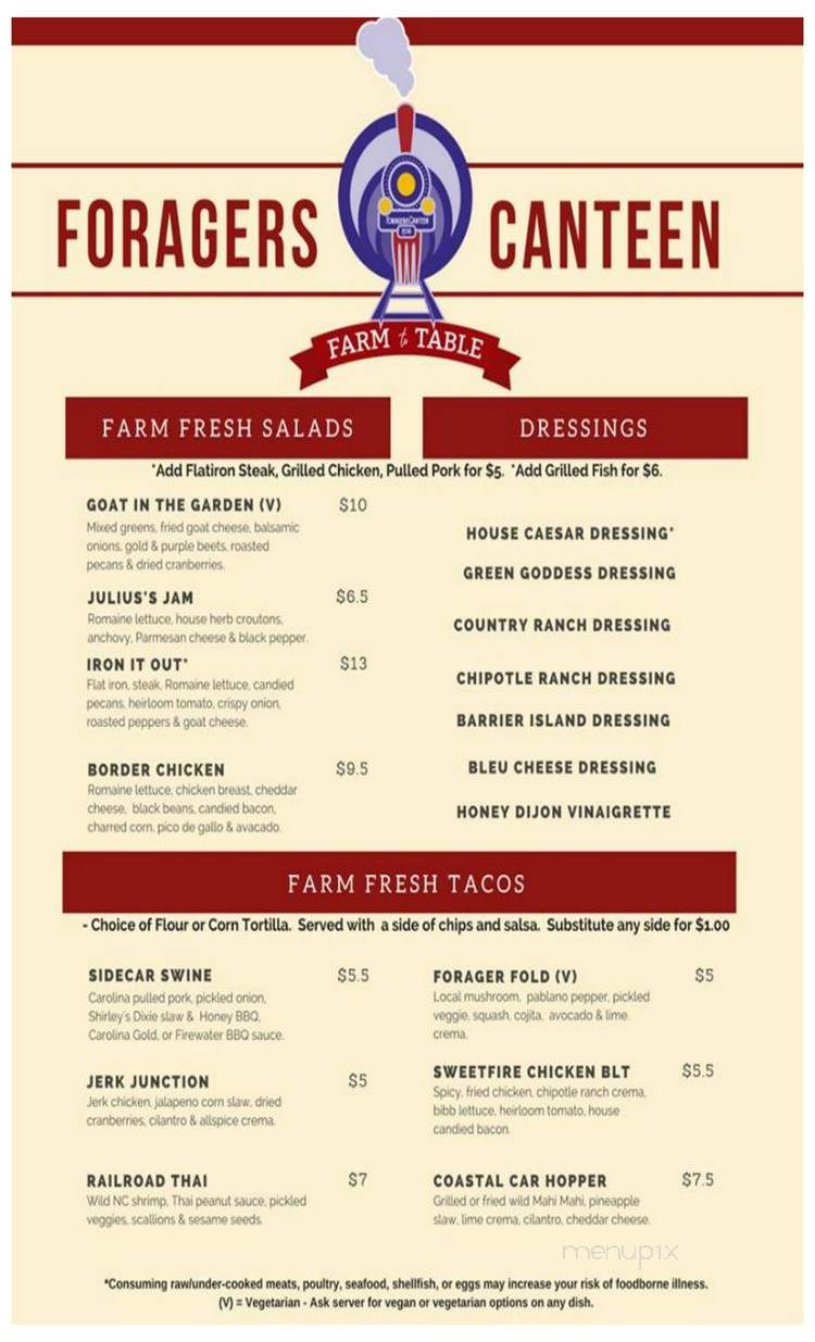 Foragers Canteen - Dillsboro, NC menu_pic