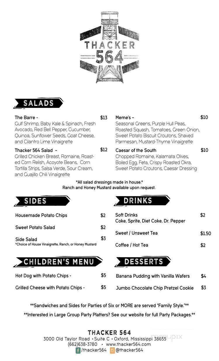 Thacker 564 - Oxford, MS menu_pic