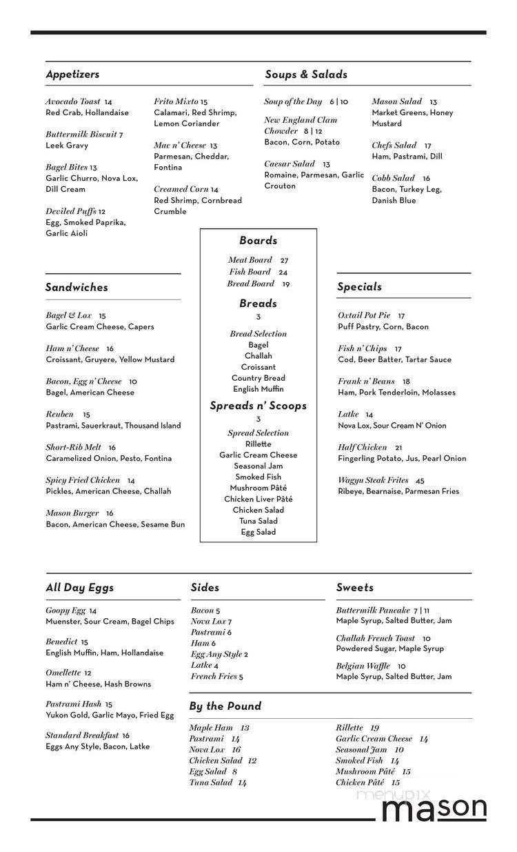 Mason Eatery - Miami, FL menu_pic
