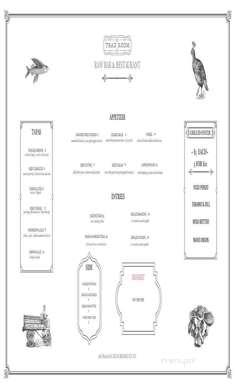 Trad Room - Brooklyn, NY menu_pic