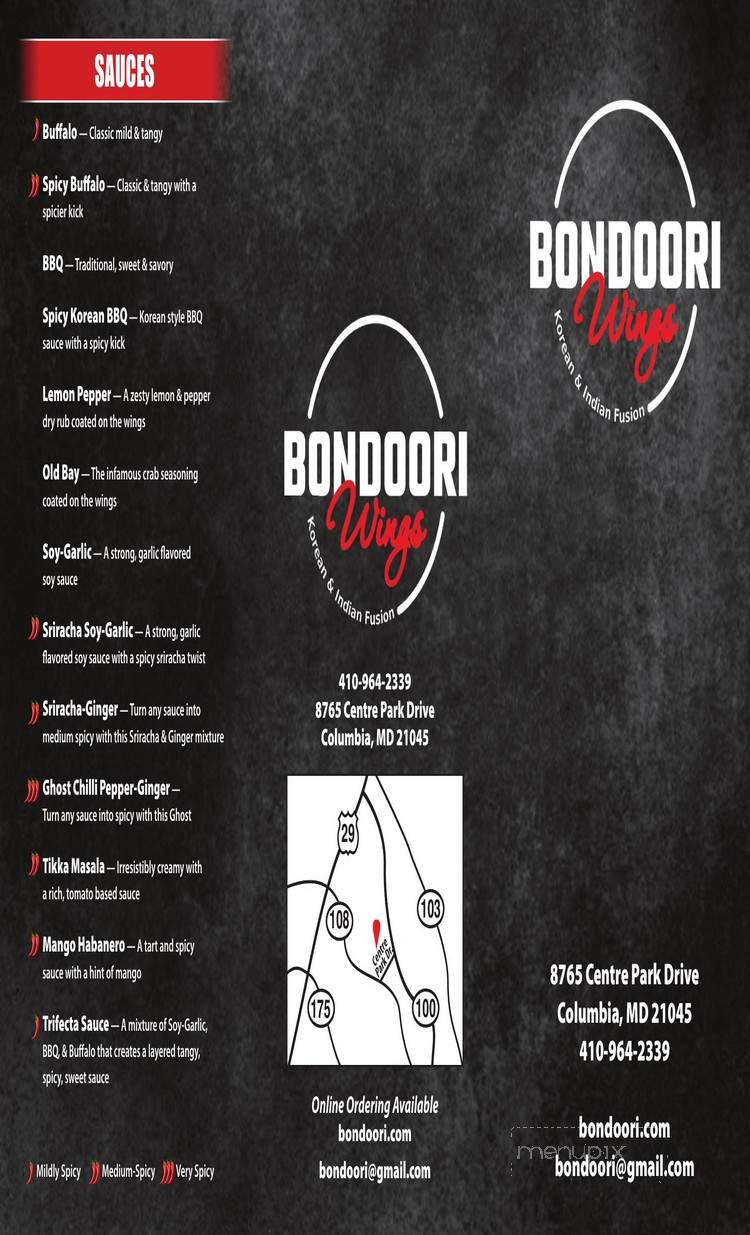 Bondoori Wings - Columbia, MD menu_pic