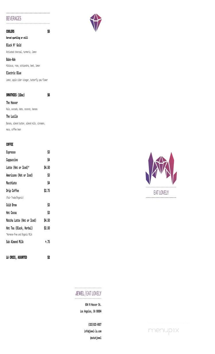 Jewel - Los Angeles, CA menu_pic