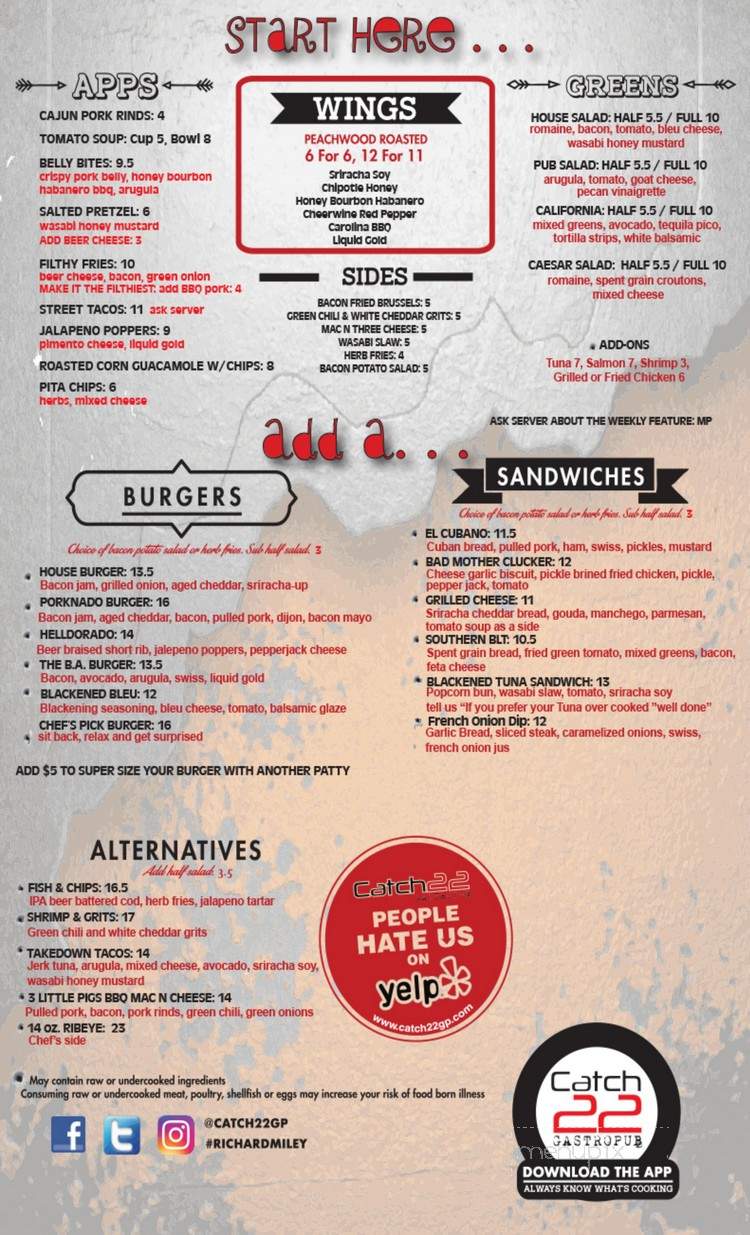 Catch 22 Gastropub - Mount Juliet, TN menu_pic