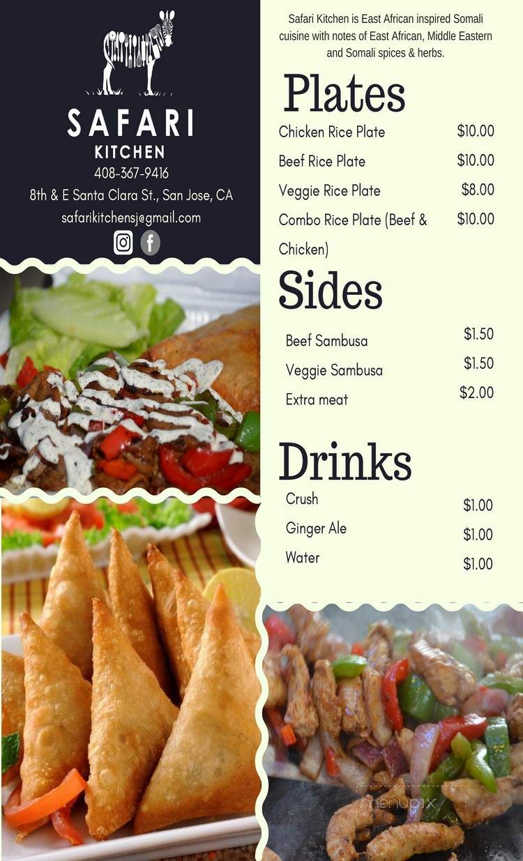 Safari Kitchen - San Jose, CA menu_pic