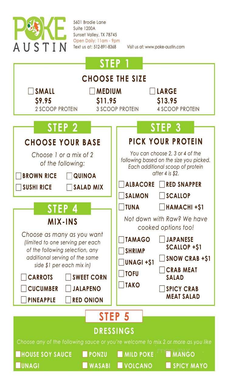 Poke Austin - Austin, TX menu_pic