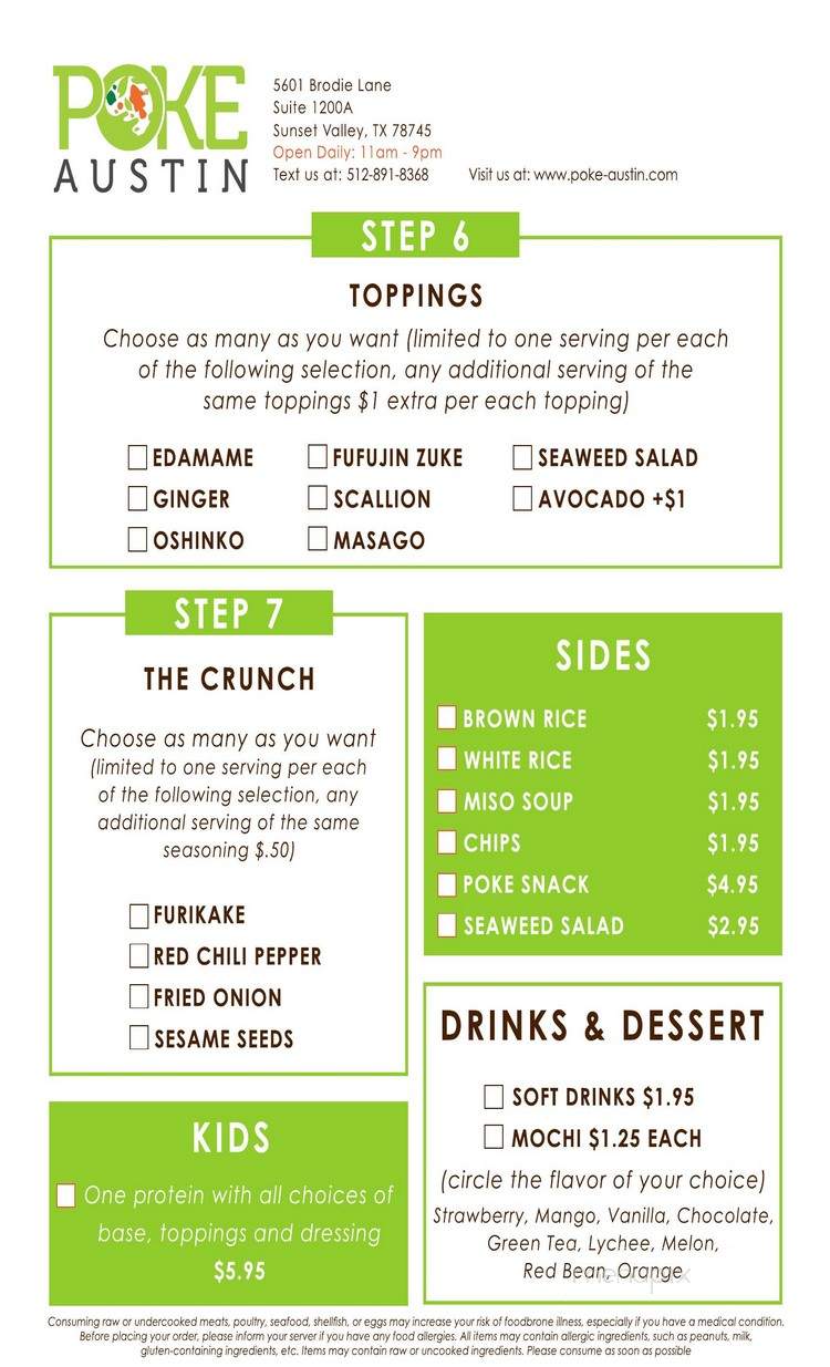 Poke Austin - Austin, TX menu_pic