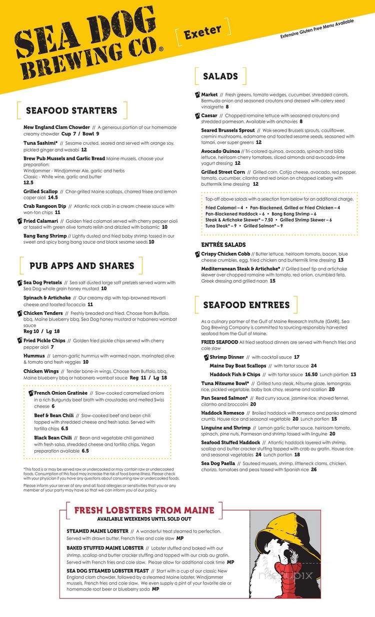 Sea Dog Brewing - Exeter, NH menu_pic