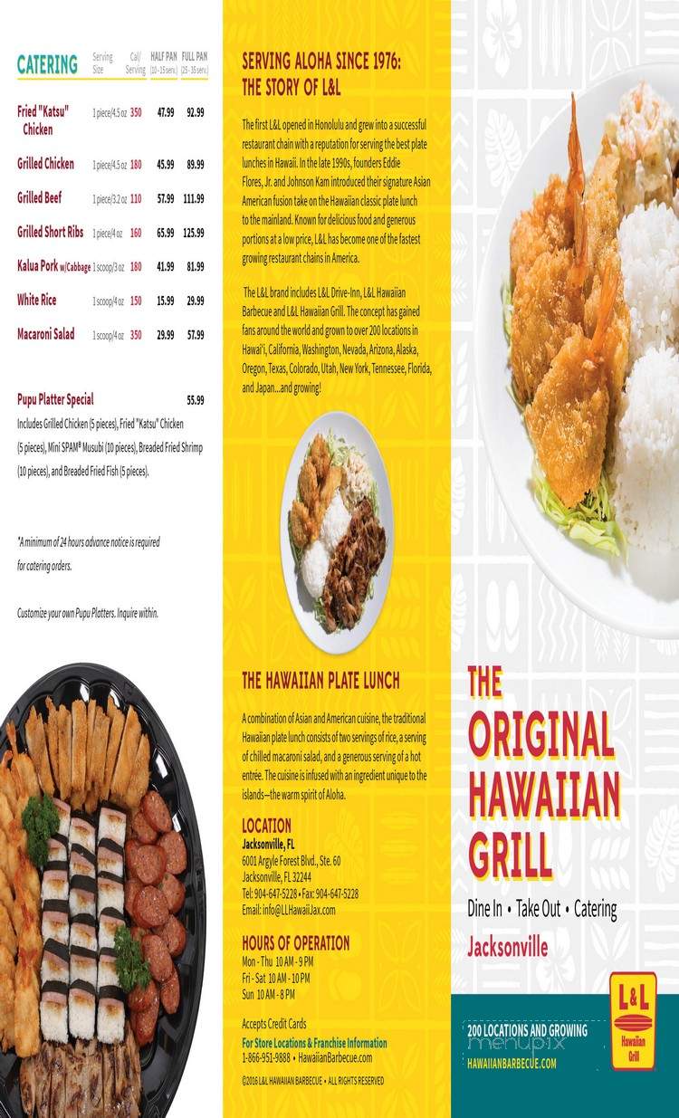 L&L Hawaiian Grill - Jacksonville, FL menu_pic