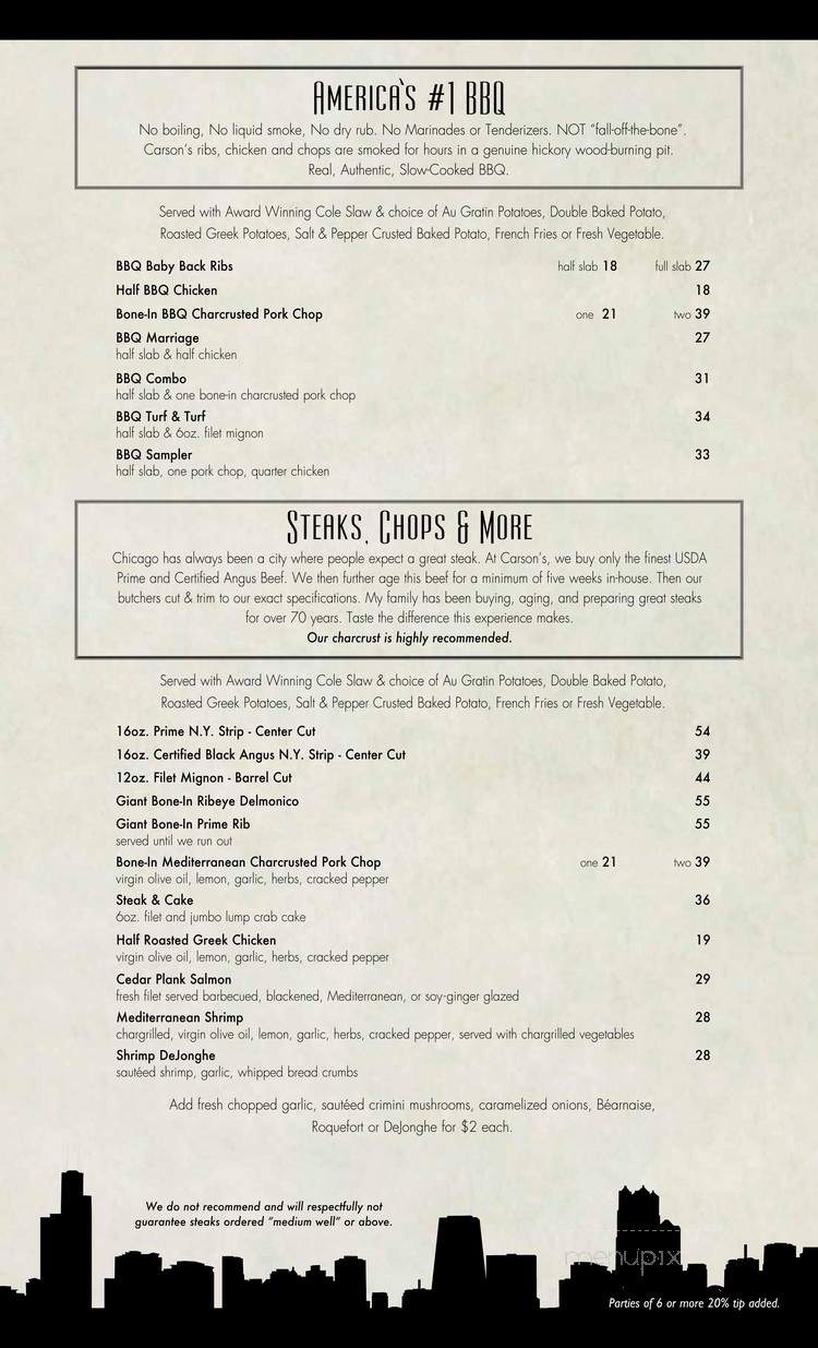 Carson's - Chicago, IL menu_pic