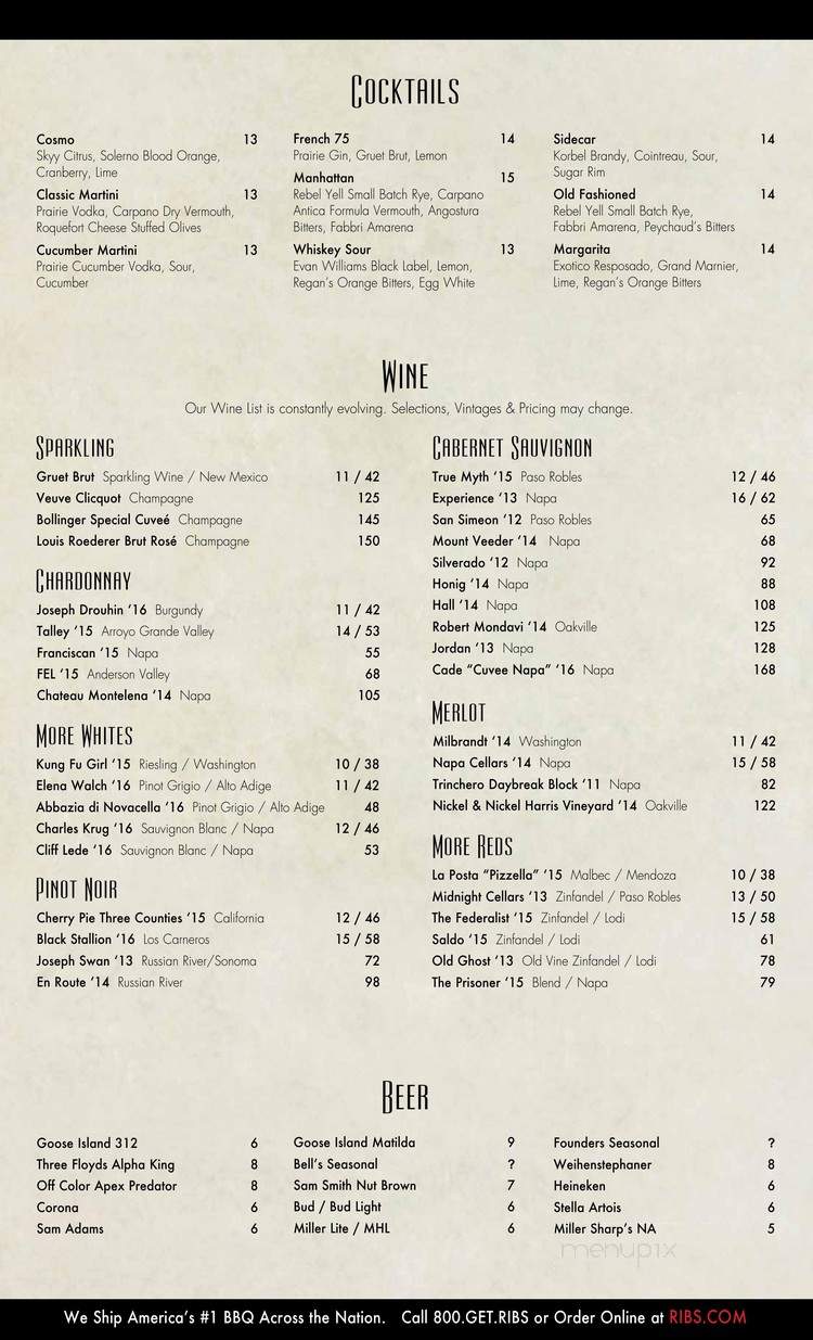 Carson's - Chicago, IL menu_pic