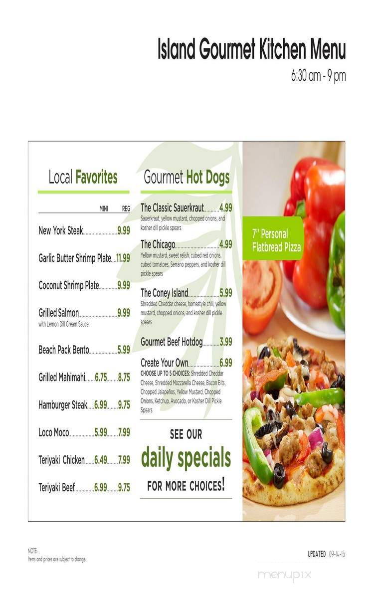 Island Gourmet Kitchen - Wailea, HI menu_pic