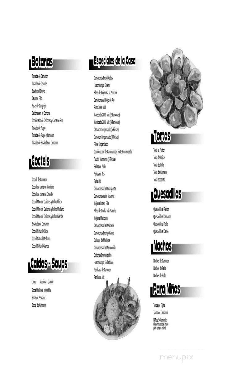 Mariscos 2000 - Dallas, TX menu_pic