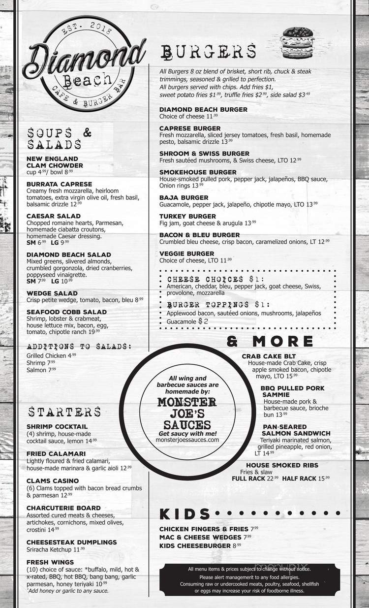 Diamond Beach Cafe & Burger Bar - Wildwood Crest, NJ menu_pic