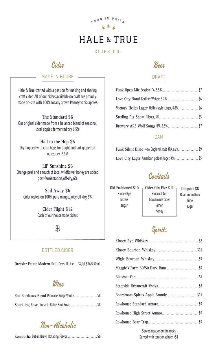 Hale & True - Philadelphia, PA menu_pic