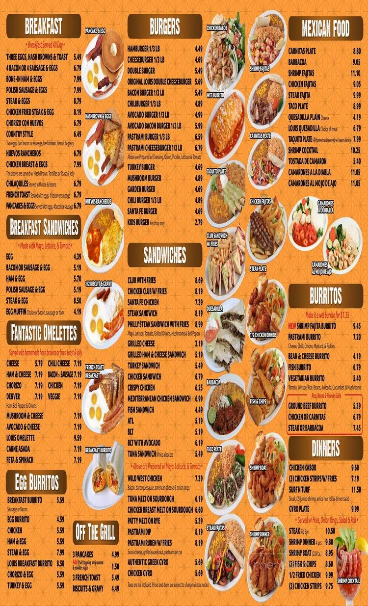 Menu of Original Louis Burgers Mexican Grill in Upland, CA 91786