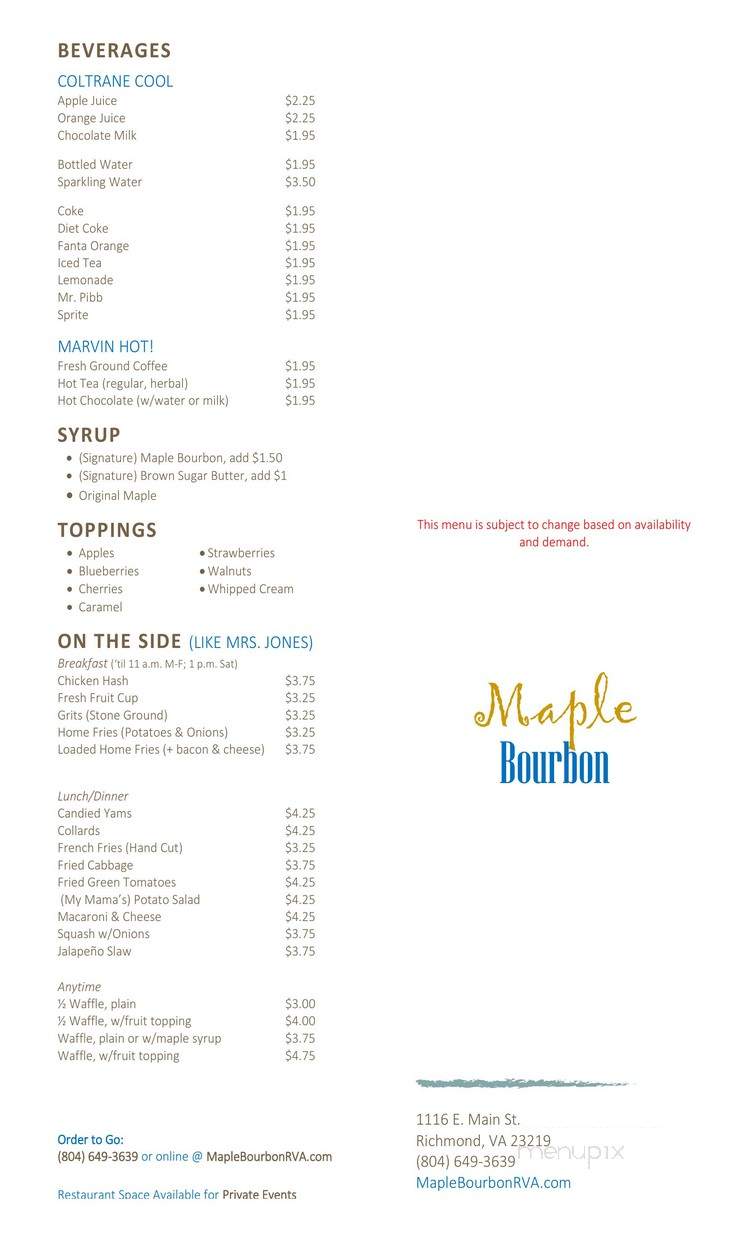Maple Bourbon - Richmond, VA menu_pic