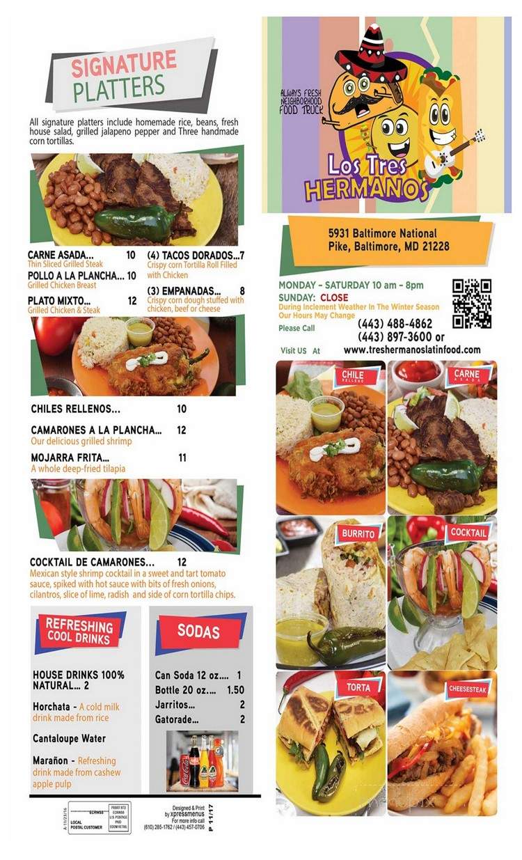 Los Tres Hermanos - Catonsville, MD menu_pic