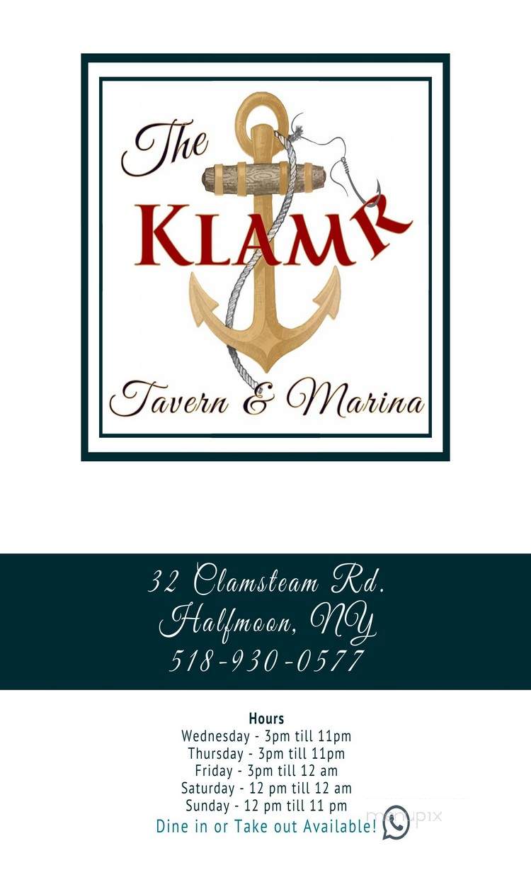 The Klam'r Tavern and Marina - Clifton Park, NY menu_pic