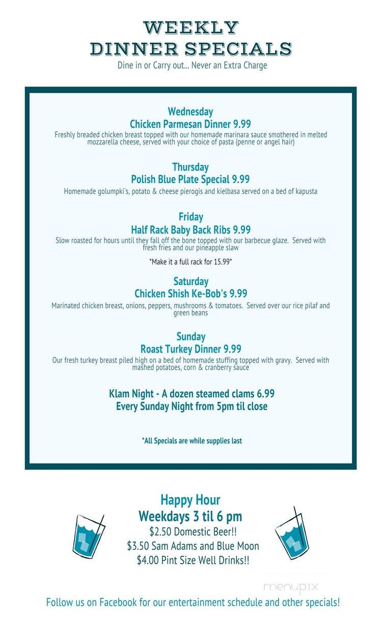 The Klam'r Tavern and Marina - Clifton Park, NY menu_pic