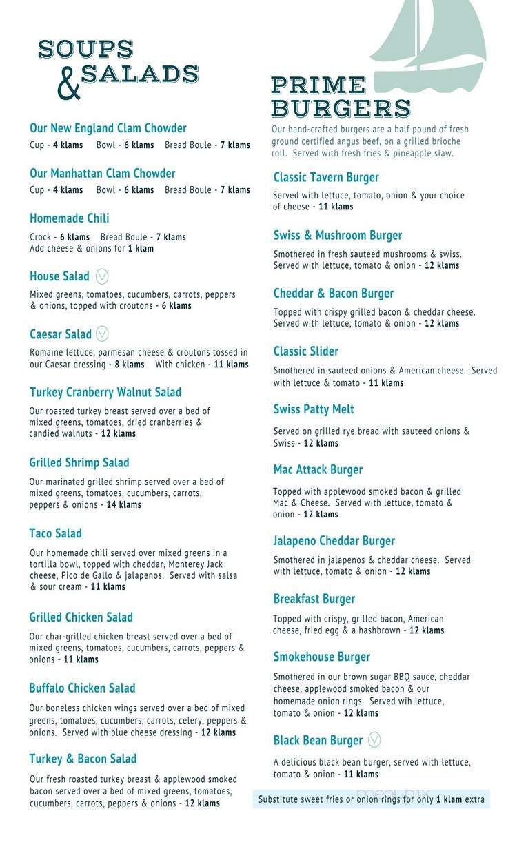 The Klam'r Tavern and Marina - Clifton Park, NY menu_pic