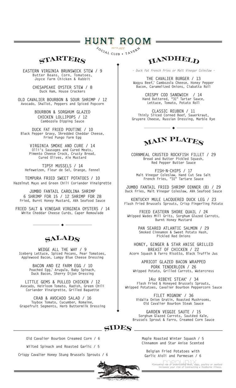 Hunt Room - Virginia Beach, VA menu_pic