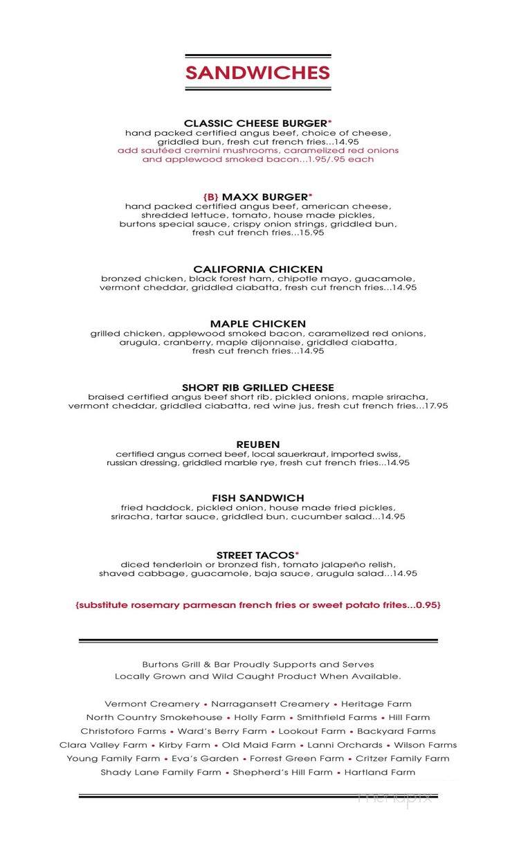 Burtons Grill & Bar of Riverdale - Riverdale Park, MD menu_pic