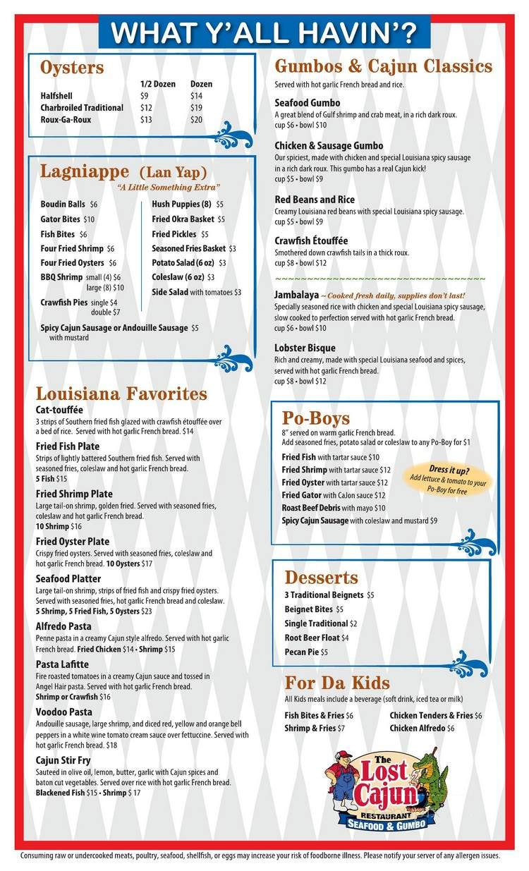 The Lost Cajun - Slidell, LA menu_pic