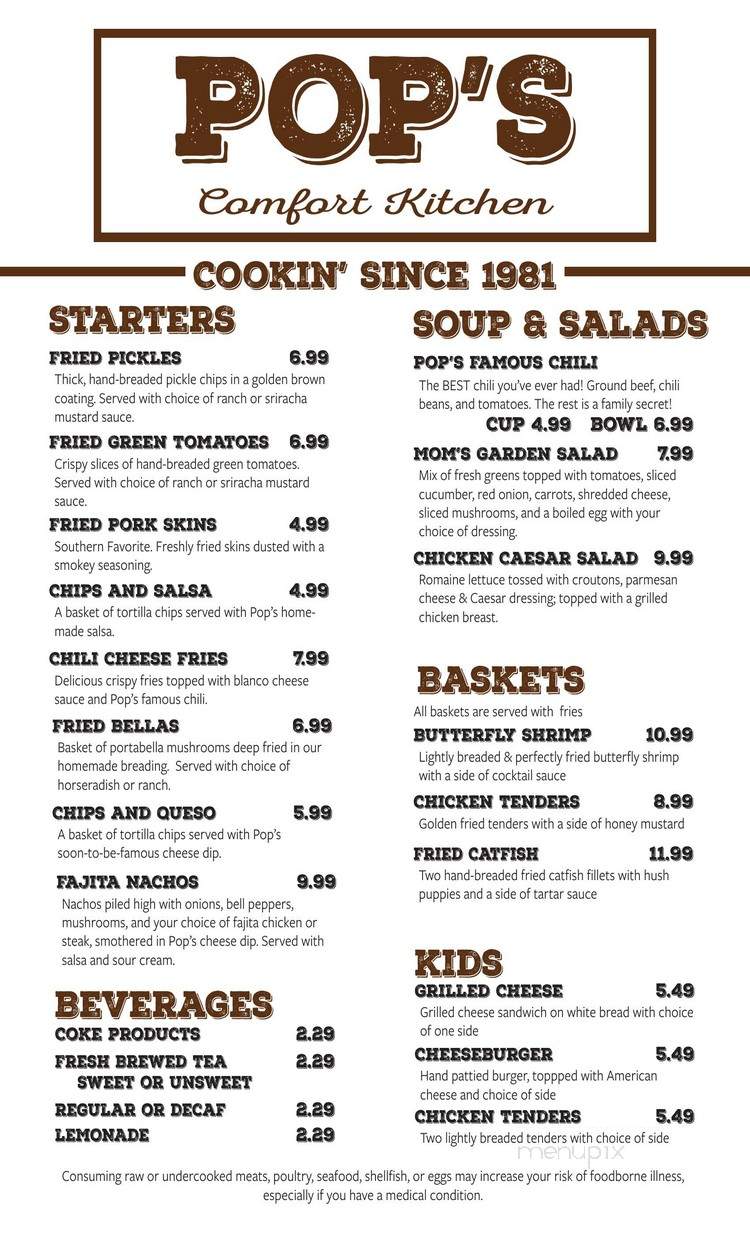 Pop's Comfort Kitchen - Bartlett, TN menu_pic