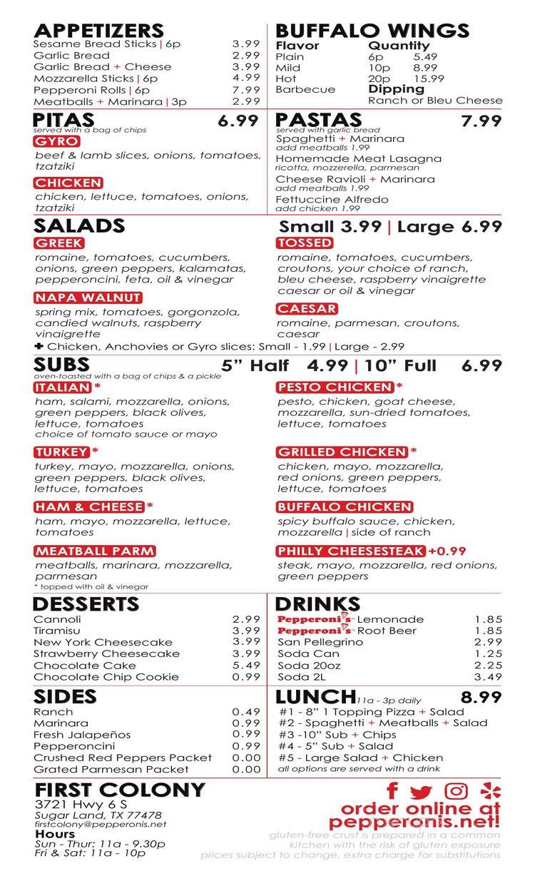 Pepperoni's - Houston, TX menu_pic