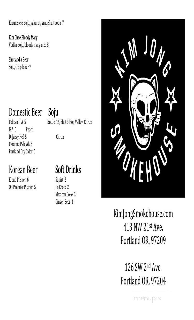 Kim Jong Smokehouse - Portland, OR menu_pic