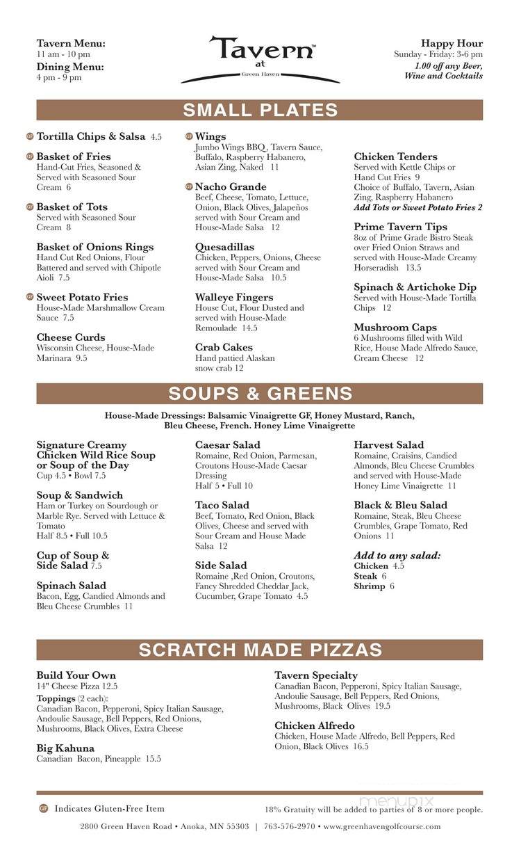 Tavern at Green Haven - Anoka, MN menu_pic