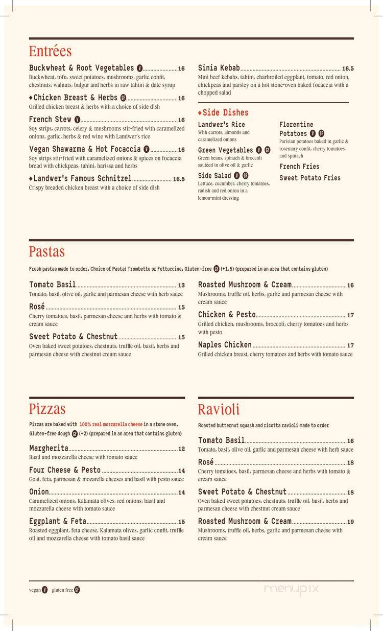 Cafe Landwer - Boston, MA menu_pic