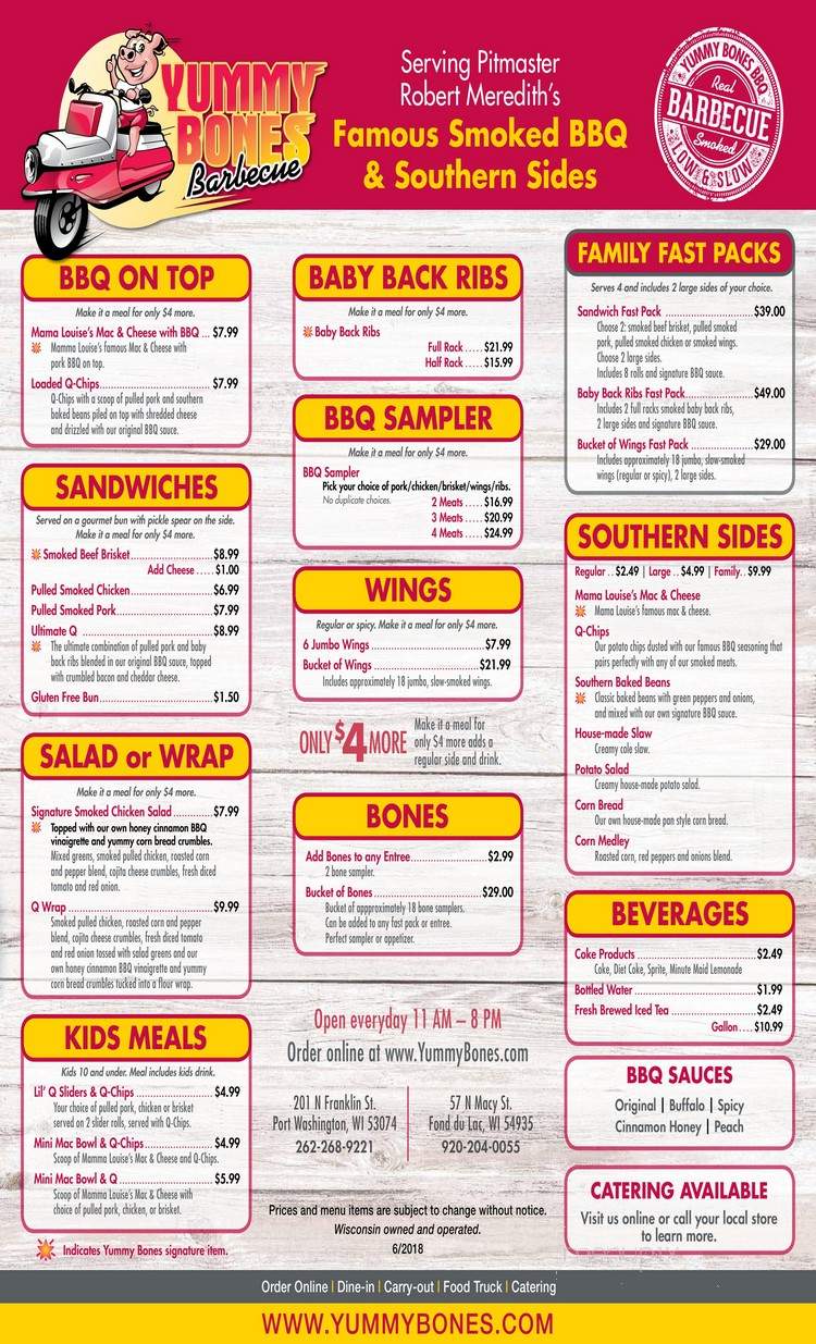 Yummy Bones Barbecue - Fond du Lac, WI menu_pic