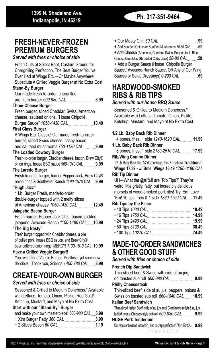 Wing's Etc - Indianapolis, IN menu_pic