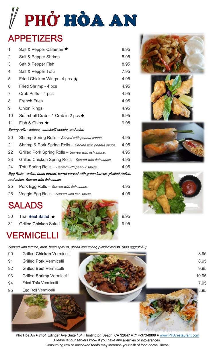 Pho Hoa An - Huntington Beach, CA menu_pic