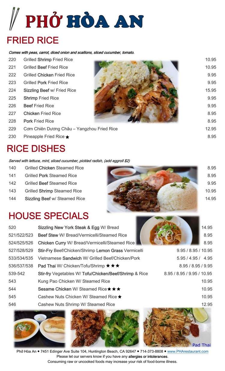 Pho Hoa An - Huntington Beach, CA menu_pic