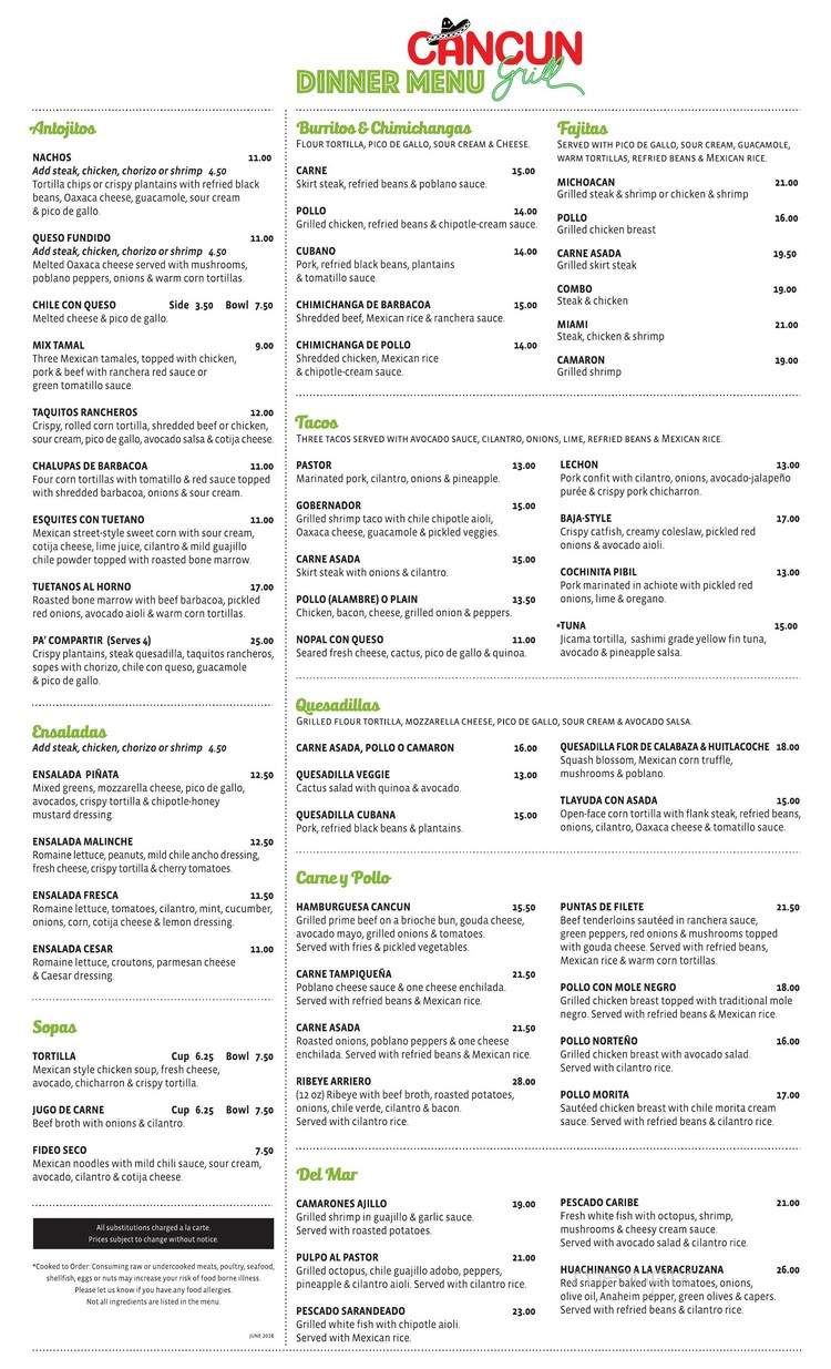 Cancun Grill Doral - Doral, FL menu_pic