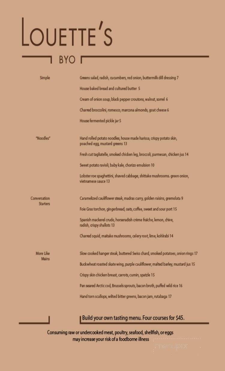 Louette's BYO - Phoenixville, PA menu_pic