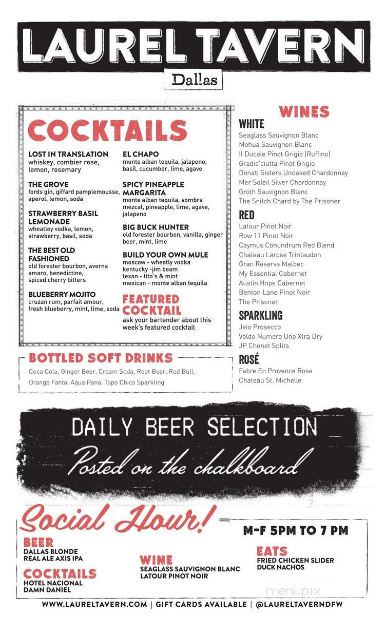 Laurel Tavern - Dallas, TX menu_pic