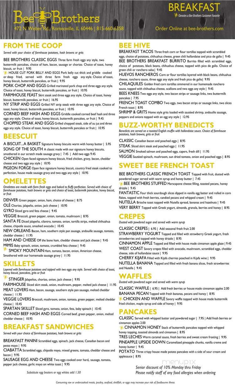 Bee Brothers - Romeoville, IL menu_pic