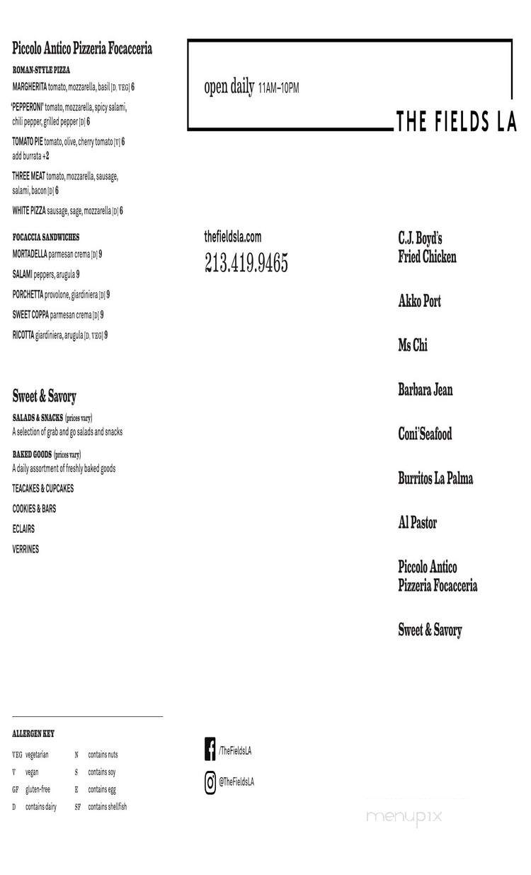 The Fields LA - Los Angeles, CA menu_pic