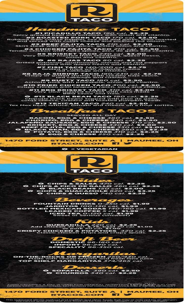 Rusty Taco - Maumee, OH menu_pic