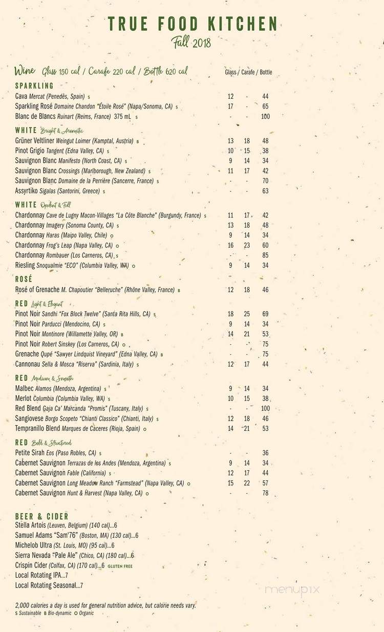 True Food Kitchen - Jacksonville, FL menu_pic