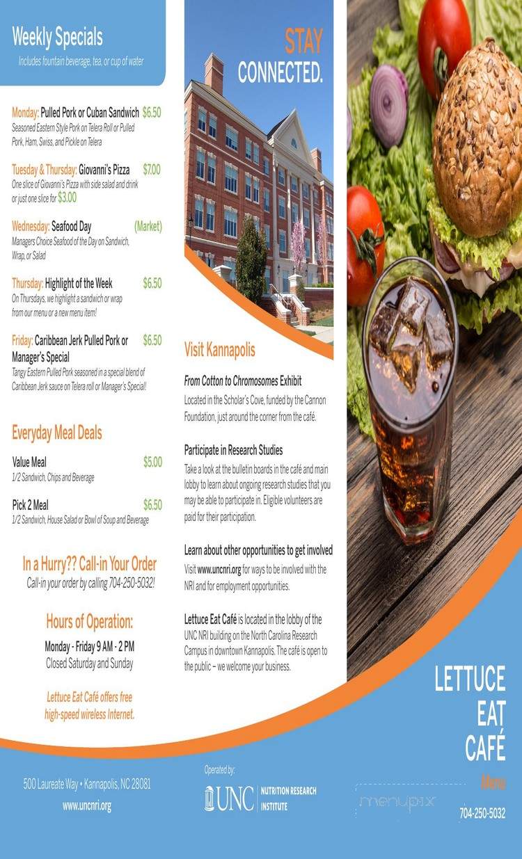 UNC Lettuce Eat Cafe - Kannapolis, NC menu_pic
