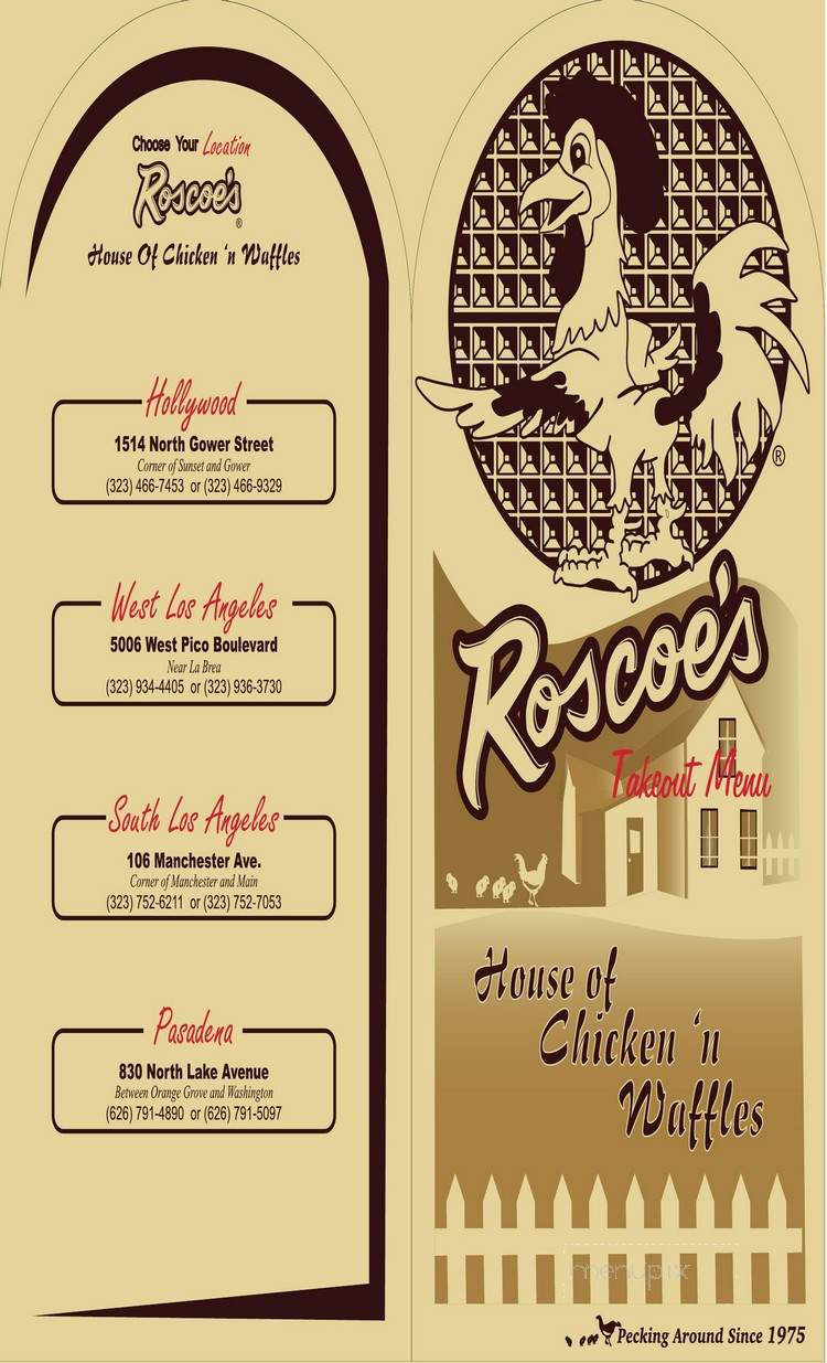 Roscoes House of Chicken and Waffles - Los Angeles, CA menu_pic