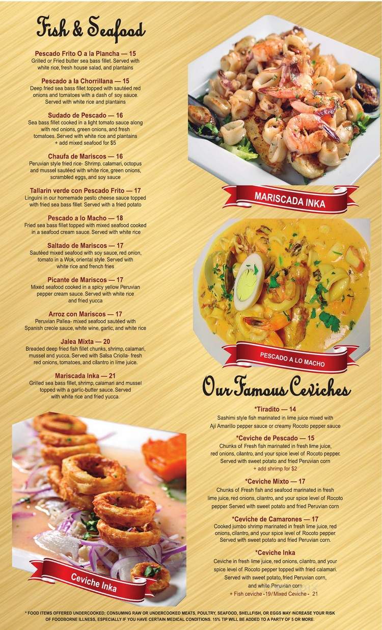 Sabor Inka - Lawrenceville, GA menu_pic