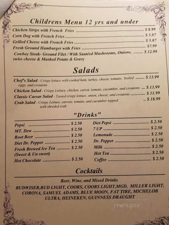 Log Inn Supper Club - Rock Springs, WY menu_pic