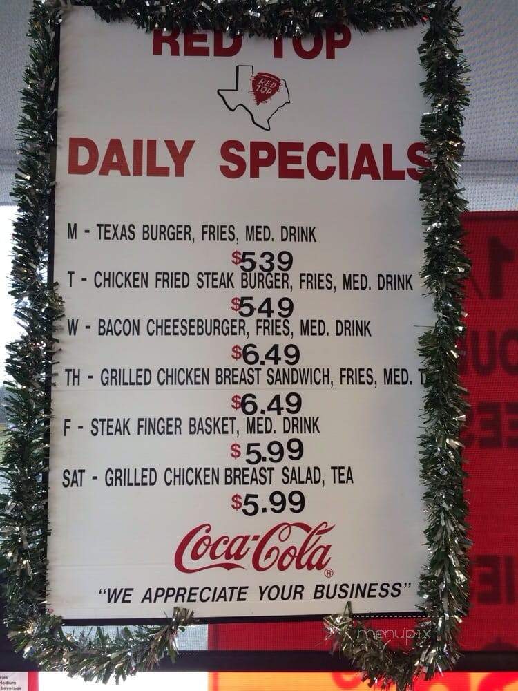 Red Top Texas Style Burgers - Friendswood, TX menu_pic