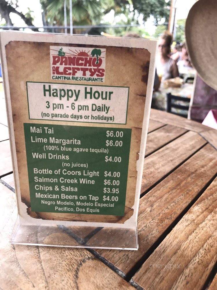 Pancho & Lefty's Cantina - Kailua Kona, HI menu_pic